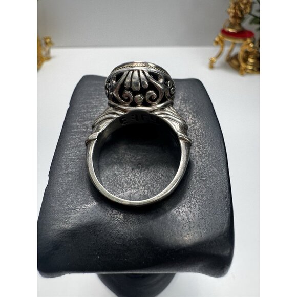 EFFY Luxury 925 Sterling Silver & 14K Gold Black Onyx Ring Sz 8.75 Ornate Signed - Picture 13 of 16